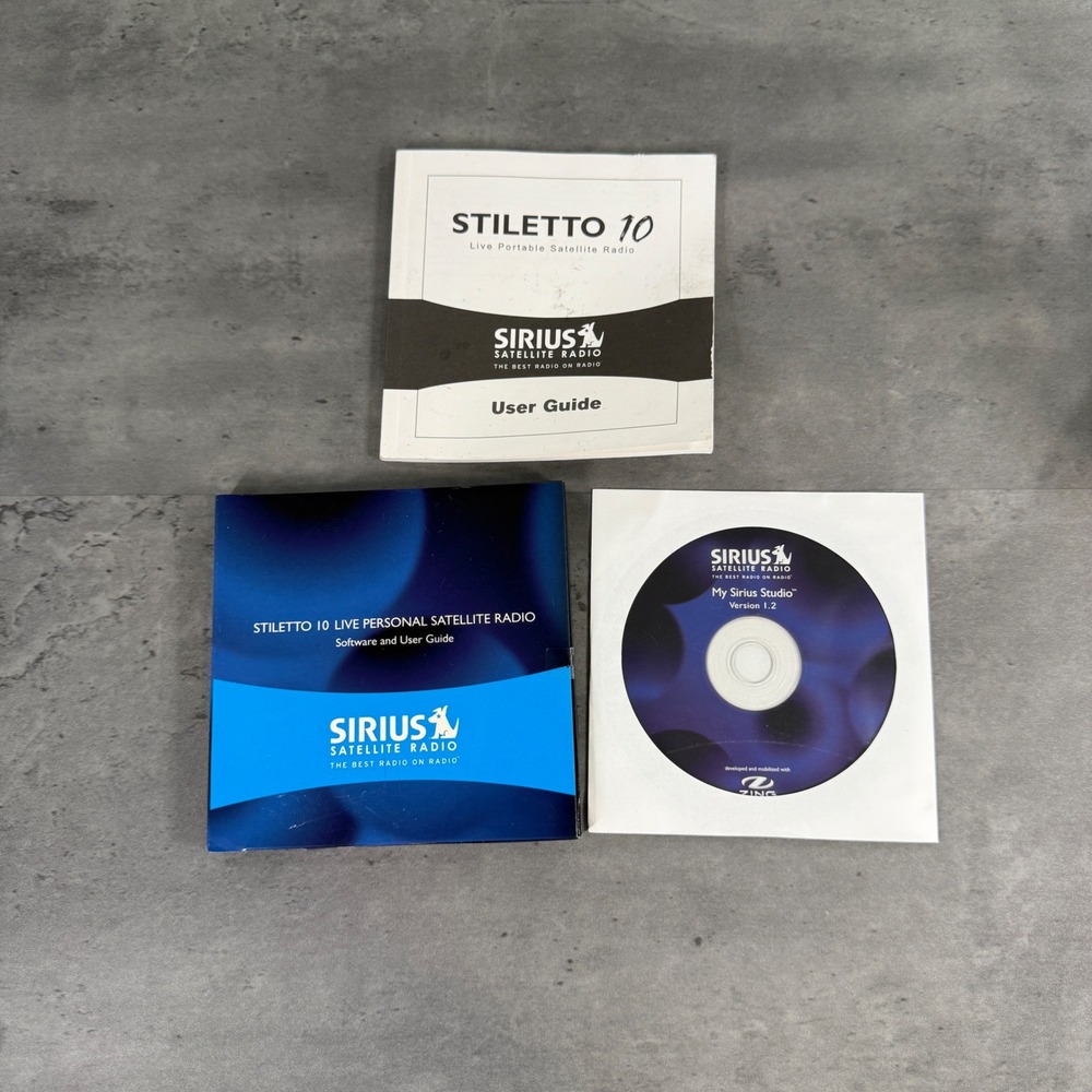 Sirius Stiletto 10‎ Radio Manual Software Disc Blue My Sirius Studio V 1.2 SL10